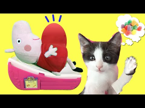 Peppa pig en español / Mis gatitos bebés Luna y Estrella aprenden con Pepa la Cerdita FUNNY CATS
