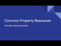 Common Property Resources and Management
