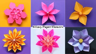 6 Easy Paper Flowers | Flower Ideas for Ganpati Decoration | Ganpati Flower Decor