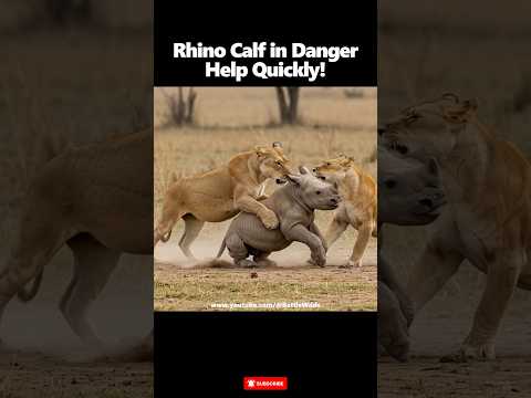 Rhino Calf in Danger‼️The Mother’s Unstoppable Power! #rhino #lion