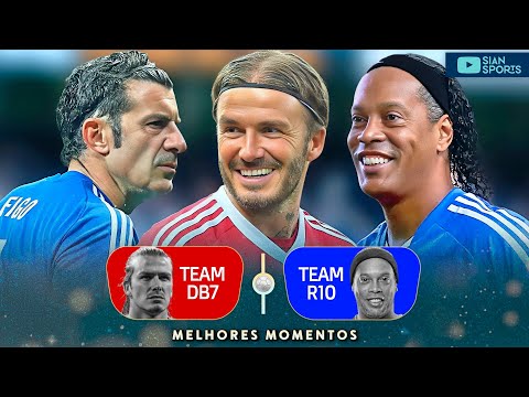 REENCONTRO DAS LENDAS COM RONALDINHO E BECKHAM FAZENDO JOGADAS MAGICAS EM PARTIDA NA INGLATERRA