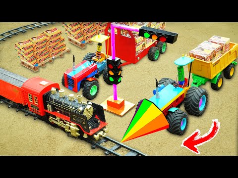 DIY mini tractor heavy trolley stuck in mud with Railway Tunnel science project Part 2 @HNDiyTractor