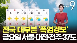 [날씨] 전국 대부분 '폭염경보'…금요일 서울·대전·전주 37도 [뉴스9]