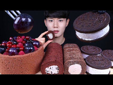 초콜릿 케이크 초코롤 오레오 디저트 먹방ASMR MUKBANG OREO & CHOCOLATE & CAKE & DESSERT オレオ チョコレート デザート eating sounds
