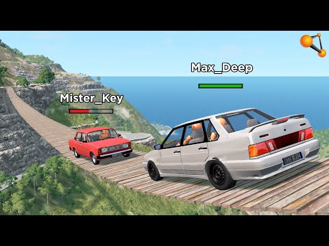 ДРУЗЬЯ НЕ ПОДЕЛИЛИ ДОРОГУ! ПОДВЕСНОЙ МОСТ ОБОРВАЛСЯ | BeamNG.drive