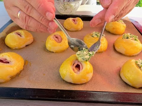 Булочки с начинкой - тесто вкусное и замес интересный