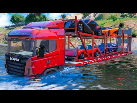 FUI CHAMADO PARA ATRAVESSAR UM RIO COM UMA CARGA DE CARROS DE RICO no GTA 5