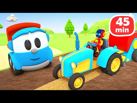 Leo the truck & the tractor on the farm. Full episodes & cartoons for babies. Farm vehicles for kids