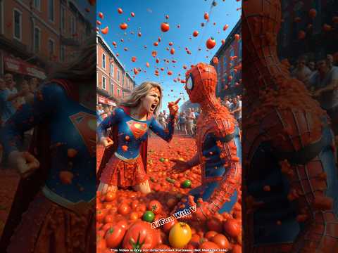 Spiderman par tomato festival mei Supergirl ne lagaya galat iljaam 😮 #spiderman #shorts