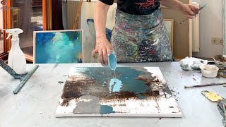 Struktur & Fließtechnik mit Kaffee & Kohle – Acryl Maltechnik, Anfänger (intuitiv & einfach)