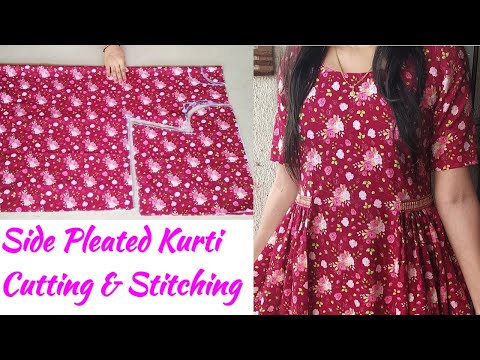 Side Pleated Kurti Cutting and Stitching | Easy Kurti/Suit/Kameez Cutting and Stitching