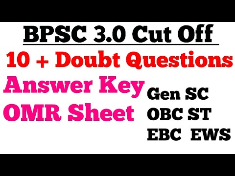 BPSC TRE 3.0 CUT OFF ANSWER KEY.