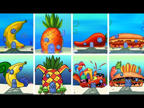 ALL Spongebob Houses Vs Amazing Digital Circus Animation | Spongebob Music Video