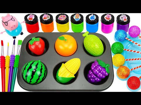 Satisfying Video l How to Make Rainbow Lollipop Fruits AND Paint Fruits Cutting ASMR