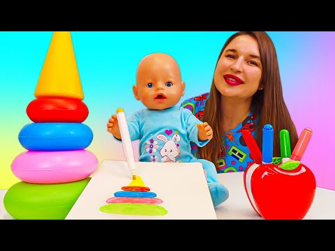 Piramit ile oynuyoruz! Oyuncak bebek Cansu ile eğitici videolar - Bebekler için