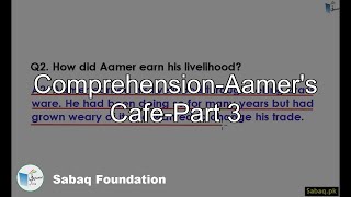 Aamer's Cafe-Comprehension-Part 3