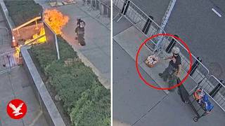 YouTube video thumbnail: New Cctv Shows man Lighting Fireworks and Sparking Blaze at New York Federal Building