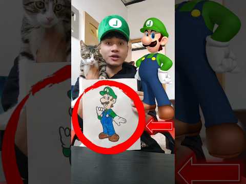 PINTANDO A LUIGI MARIO CON LOS COLORES QUE ELIJA MI GATO #shorts