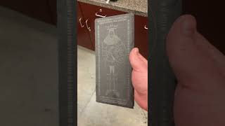 Laser Engraved Slate Scroll for #SCA based on French 13th effigy brass. #medieval #laserengraving