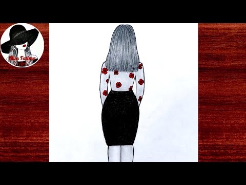 Easy girl backside drawing | Girl drawing step by step | Pencil drawing