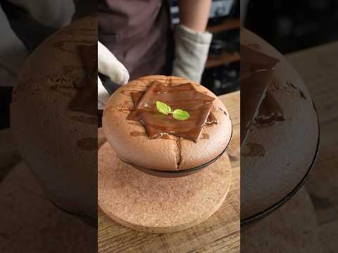 Fluffy Chocolate sponge pancake baked Skillet スキレットのカステラパンケーキ・ショコラ #shorts #asmr #cooking