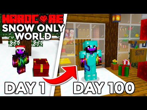 I Survived 100 Days in a SNOW ONLY World in Minecraft Hardcore!