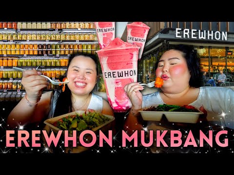 Erewhon Mukbang (Most Expensive Supermarket) $66 Smoothies + $33 Meals 먹방 Eating Show *First Time!*