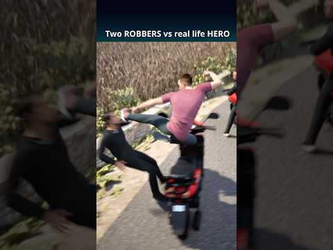 Two ROBBERS vs Real life HERO #shorts #robbery #story