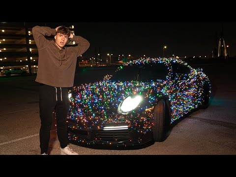 I put 10,000 Christmas Lights on my Porsche...