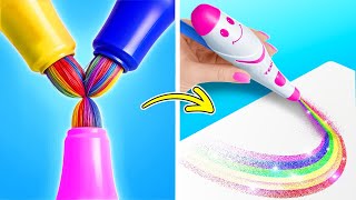 AMAZING RAINBOW ART 🌈👩‍🎨 Genius Hacks & Creative Tips by 123 GO! Genius
