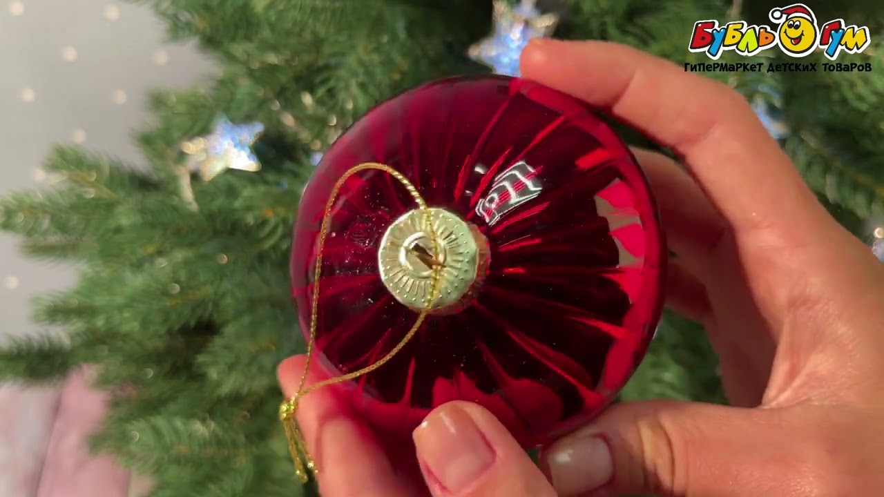 Елочное украшение Луковица глянцевое красная лофт 8см - видео Елочное украшение Луковица глянцевое красная лофт 8см - видео