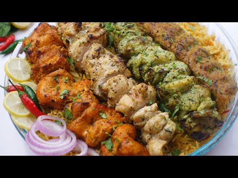 Perfect Dinner Recipe,BBQ Platter,Party Platter,Chicken tikka,Malai Boti,seekh kabab Recipe