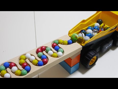 Marble Run Race  ☆ HABA Slope, Dump Truck & Garbage Truck # 14