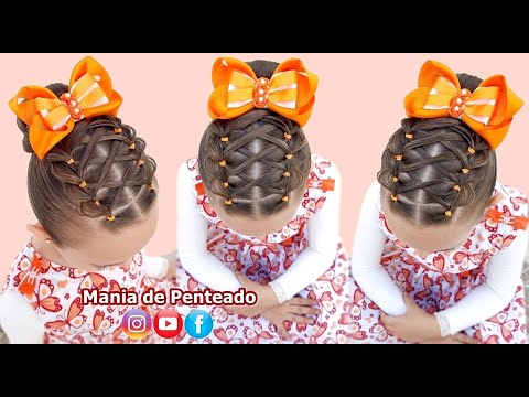Penteado Tranças Transpassadas com Coque | Criss Cross Pull Through Braids | Bun Hairstyle for girls