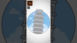 Adobe illustrator CC Tutorial - How to make a Pisa Tower Landscape Design #shorts #illustrator