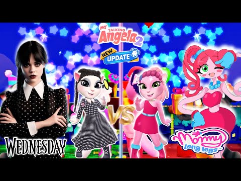 My Talking Angela’m 2 😻|| Wednesday vS Mommy LongLegs | New Update | Cosplay