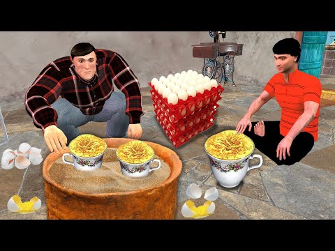 Cup Egg Omelette Street Food Style Bachelor Roommate Challenge Hindi Kahaniya Hindi Moral Stories