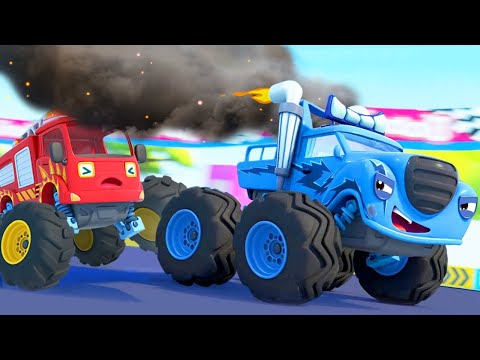 Monster Car Race | Fire Truck | Monster Truck | Cartoon for Kids | BabyBus - Cars World