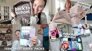 Making "Must Haves" Bags for Teen Boys & Girls 📓✏️ + SURPRISING MY MOM!