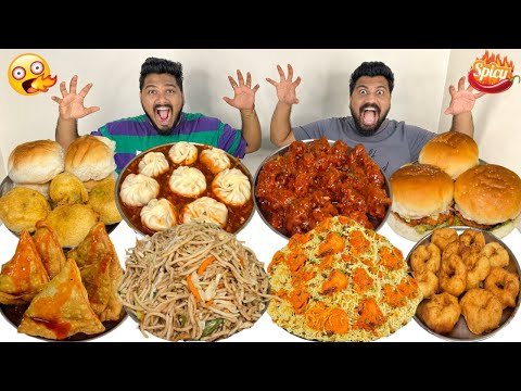 Big Bite👹 Food Challenge😱Golgappa,Korean Momos,Burger,Samosa,Biryani,Manchurian,Chowmein,Vadapav🔥