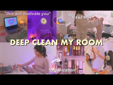 DEEP CLEAN & ORGANIZE MY ROOM! *this will motivate you*