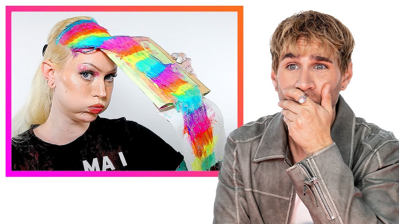 Hairdresser Reacts To Rainbow Hair Color (That Also Glow? )