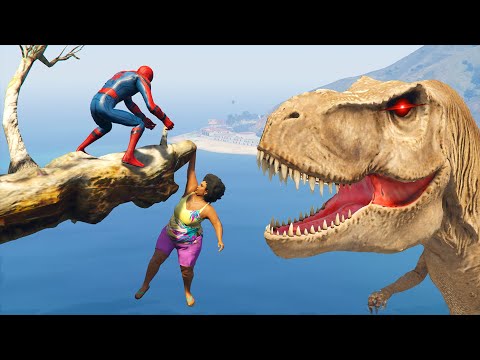 GTA V Crazy Ragdolls | SPIDERMAN FOUND T-Rex Jumps/Fails #9 (Funny Moments)
