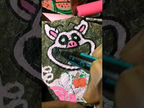 Drawing PickyPiggy?On a Rock?With Posca Markers! #shorts #smilingcritters