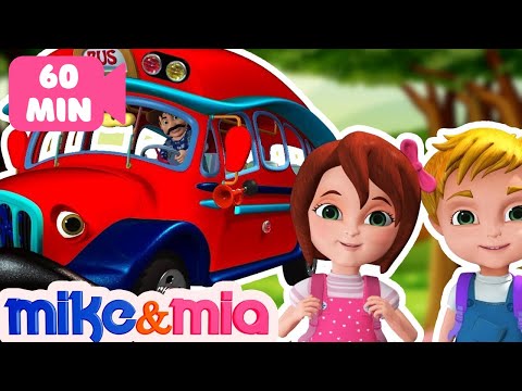 Wheels on the Bus | Red Bus Song | Nursery Rhymes Playlist for Children | Kids Songs by Mike and Mia