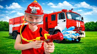 Детская песенка про пожарную машину и пожарных от Алекса и Насти! firefighters song 3 RU