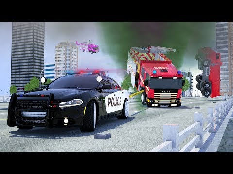 Helicopter Rescue Truck - Wheel City Heroes (WCH) - Fire Truck and Lucas the Police Car Cartoon