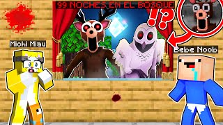 ¡NUNCA le ABRAS la VENTANA a 99 NOCHES en el BOSQUE en Minecraft! | 2 Noobs vs CIERVO y BUHO MALVADO