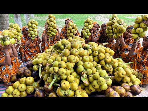 Ice Apple Payesh - Unique Dessert Recipe - Palm Fruits Cutting Skill of Village Guys