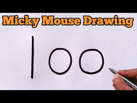 How to draw Micky Mouse drawing from number 100 | easy micky mouse drawing for beginners